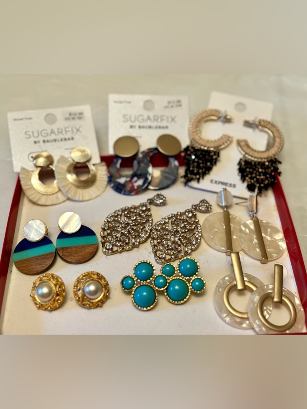 ✨9 Pairs Unique Variety Earrings: New & Pre-Owned Statement Earrings✨